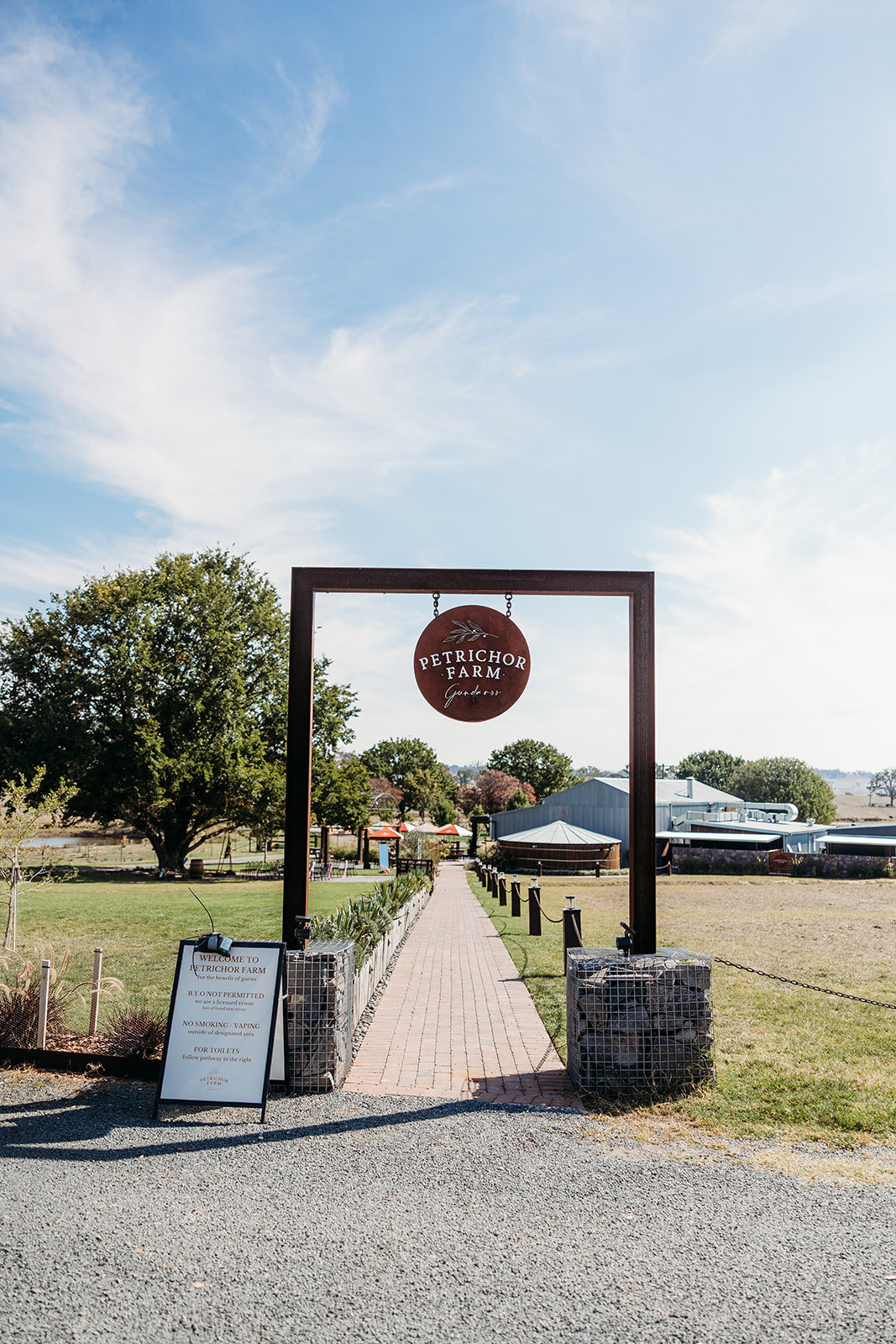 Petrichor Farm entrance sign