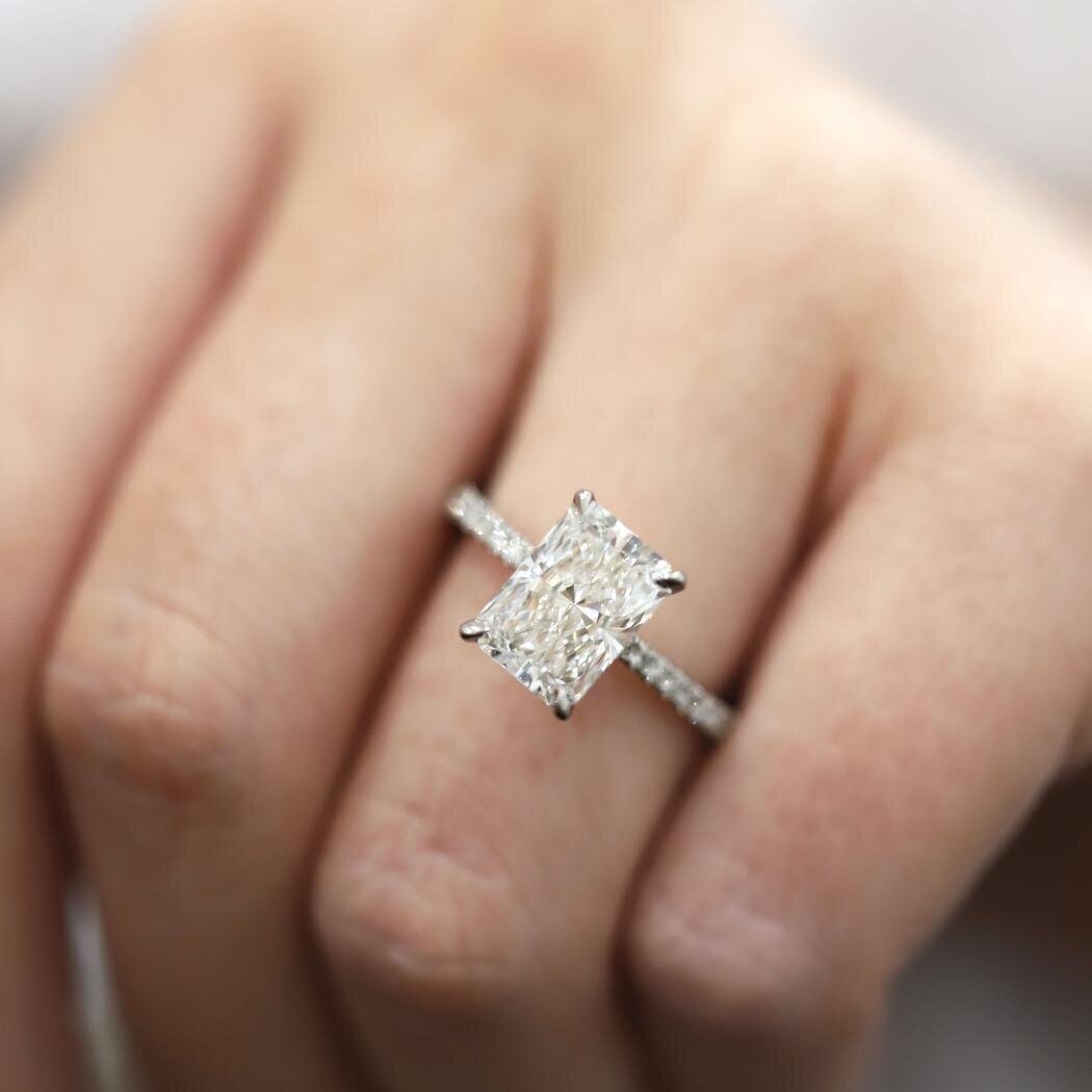 radiant lab grown diamond engagement ring dallas, tx