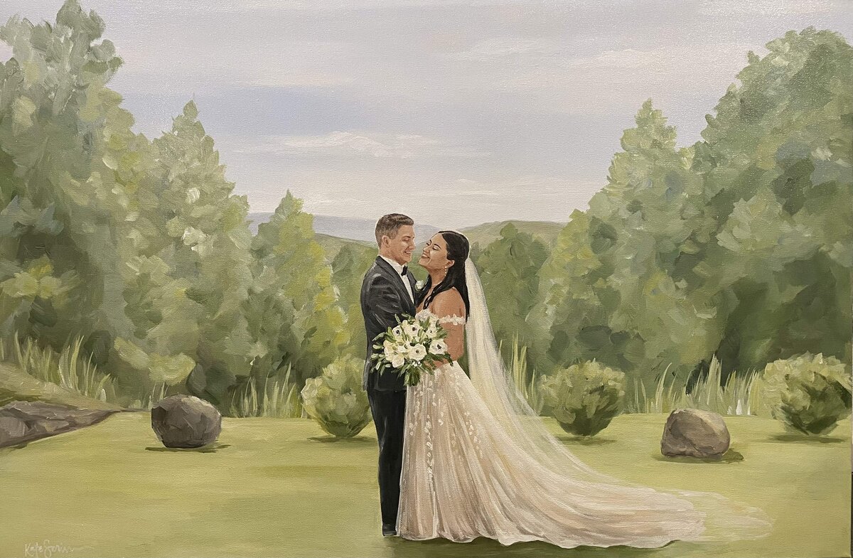 painting of bride and groom