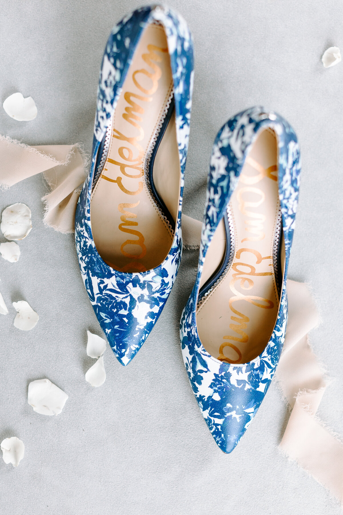 Charleston Wedding Photographer Blue and White patterned wedding shoes The Gadsden House