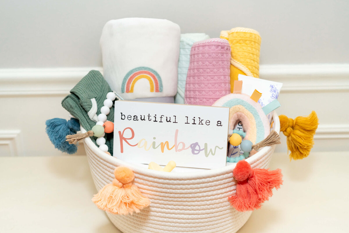 Curated Rainbow Gift Basket for New Baby or Miscarriage