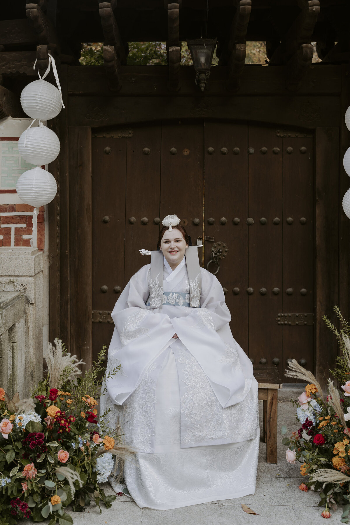 bride in wedding hanbok in seoul