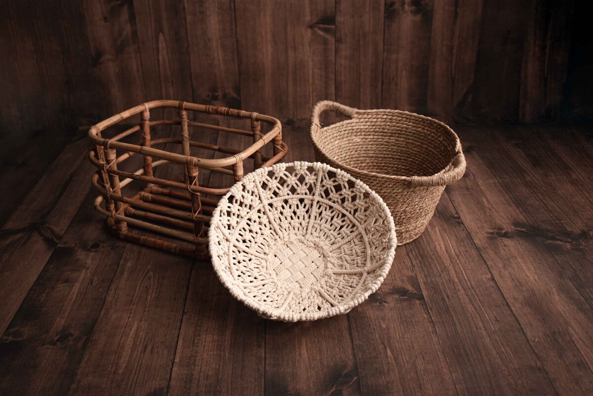 Three Natural Boho Baskets