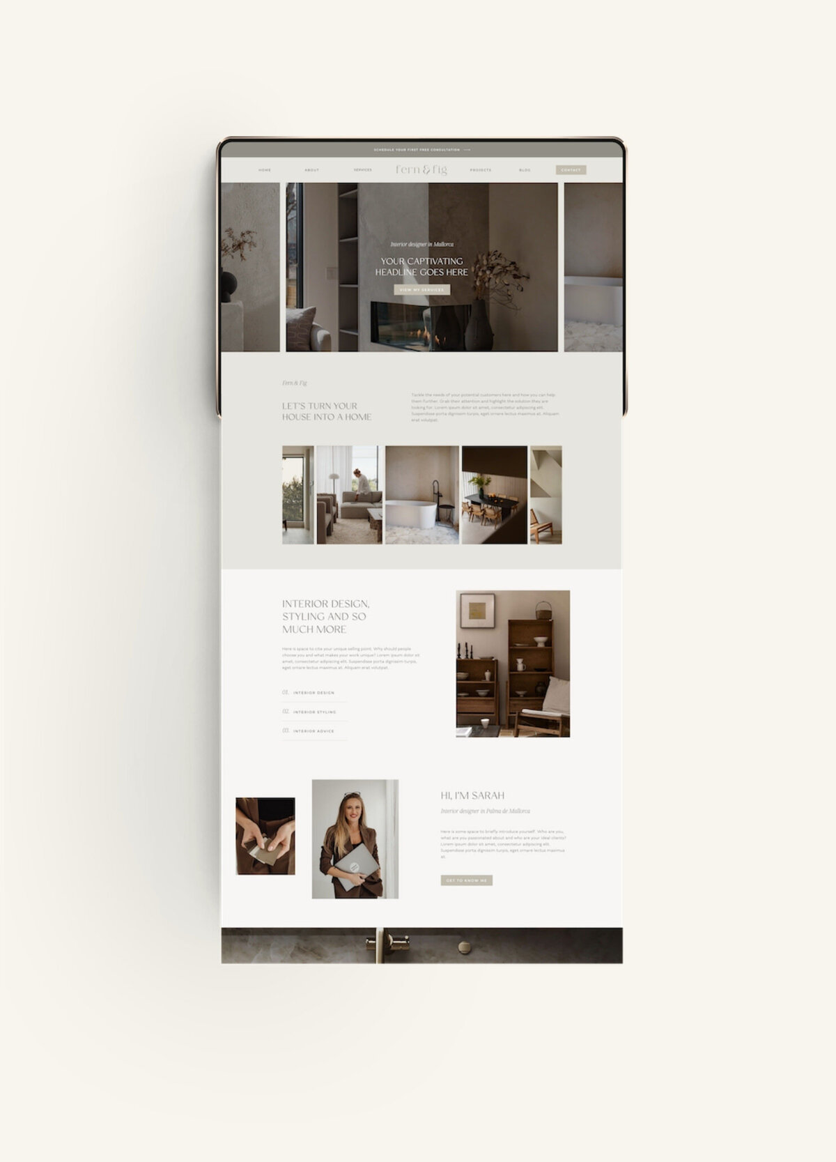 Interior designer Showit template