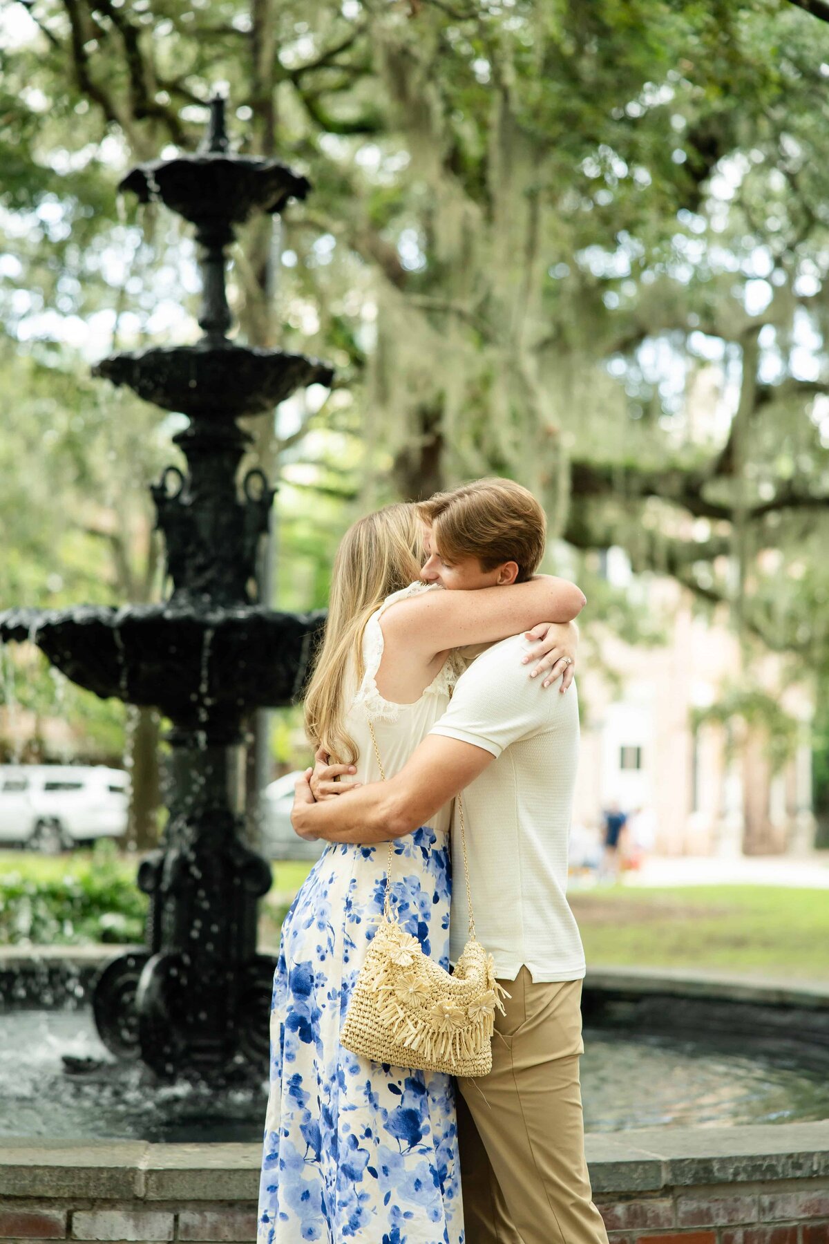 Surprise Proposal Photography at Lafayette Square, Savannah GA