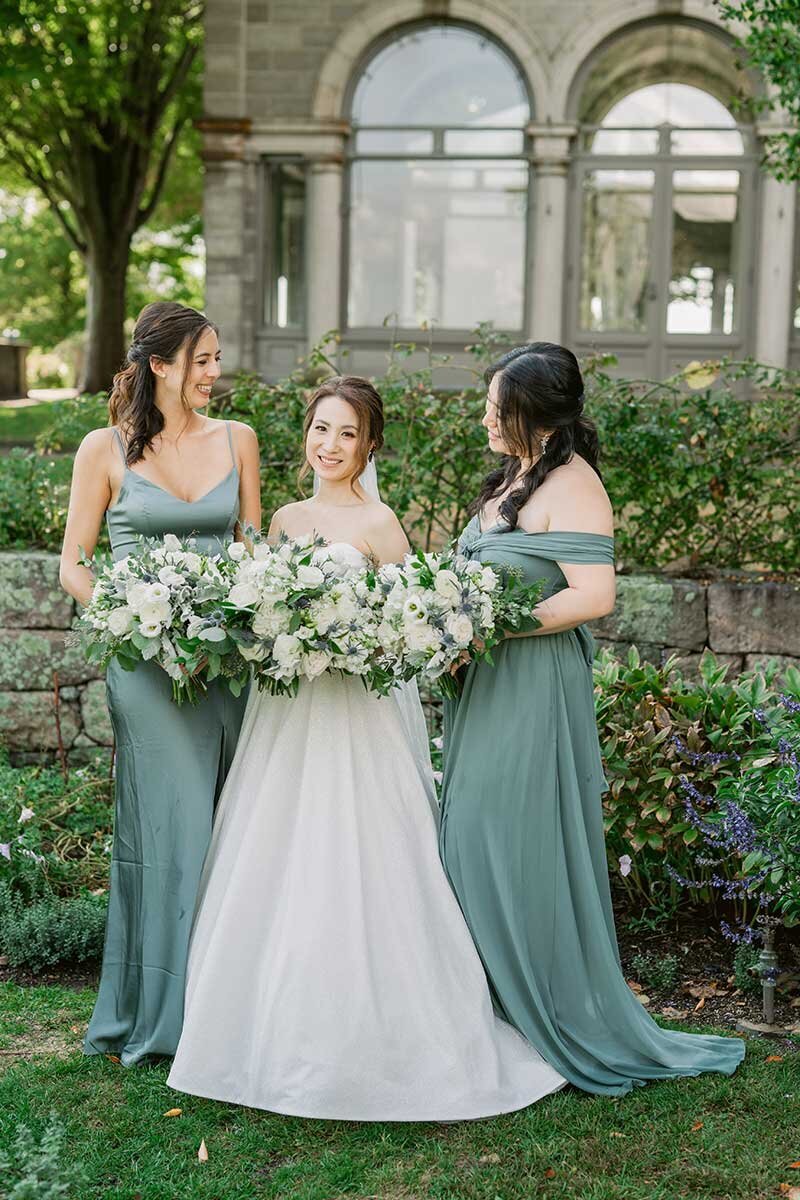 Bride and bridesmaids in spring