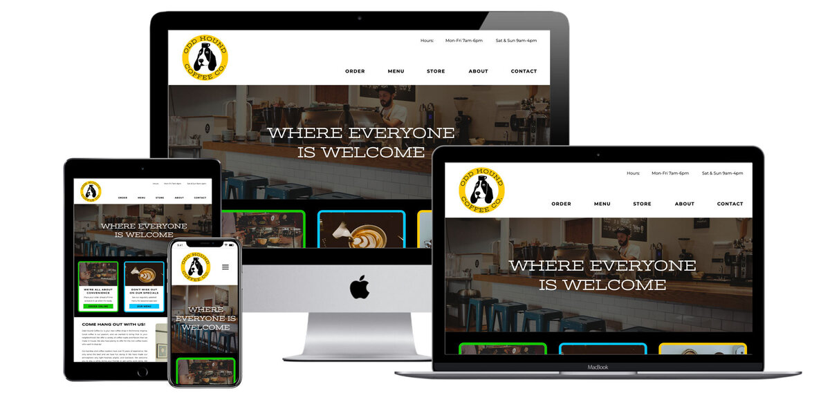 Odd Hound Coffee Co Responsive Website on Multiple Devices