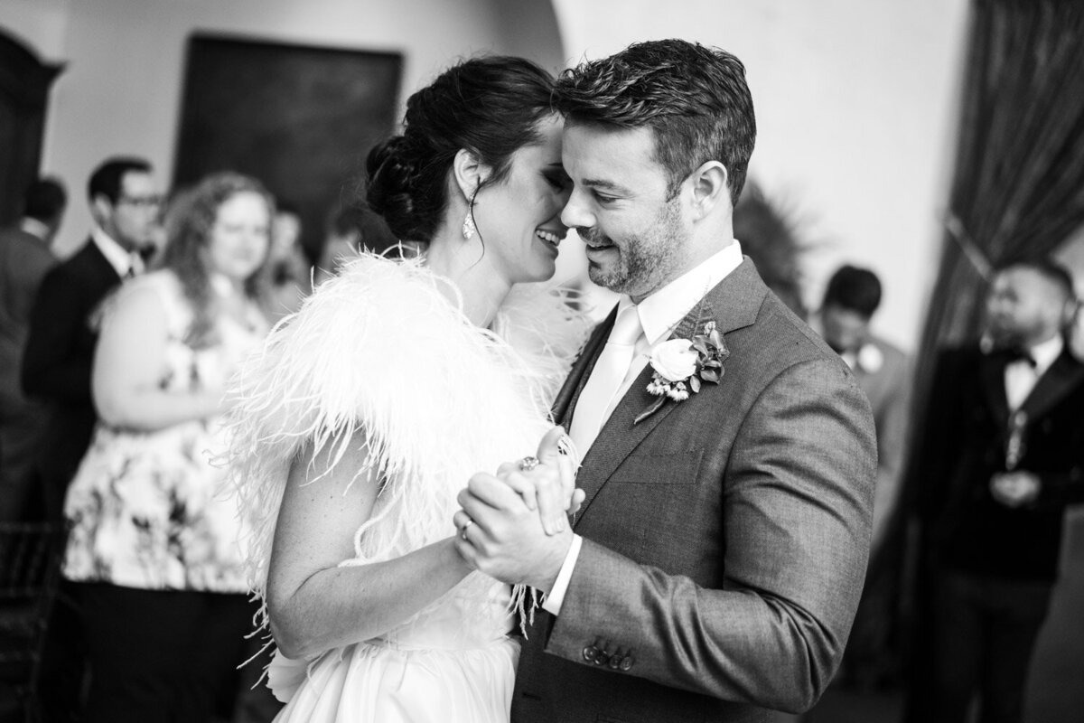 Bride and groom dancing
