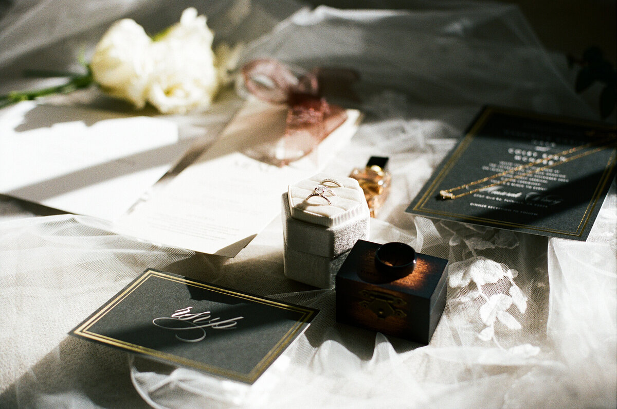 flat lay on 35mmfilm at Monserate Winery wedding