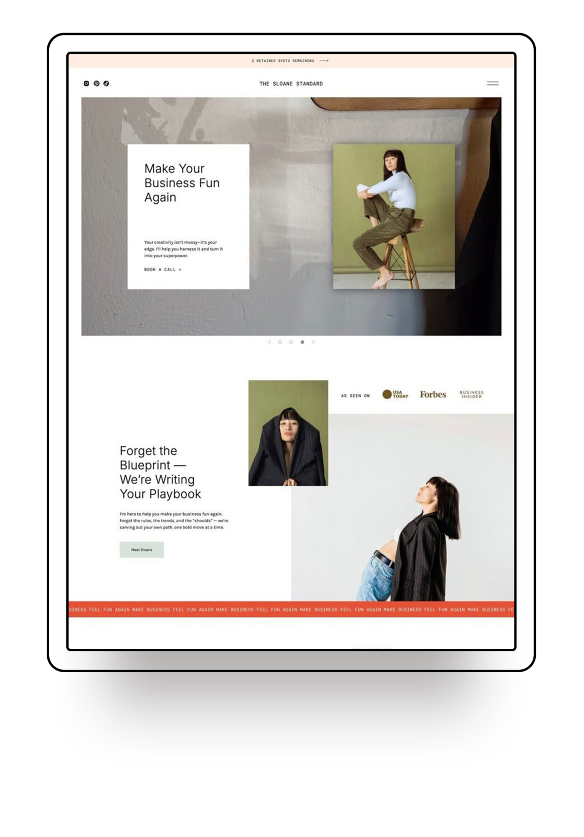 Showit Website template offered for template customisation services Palme Design Co
