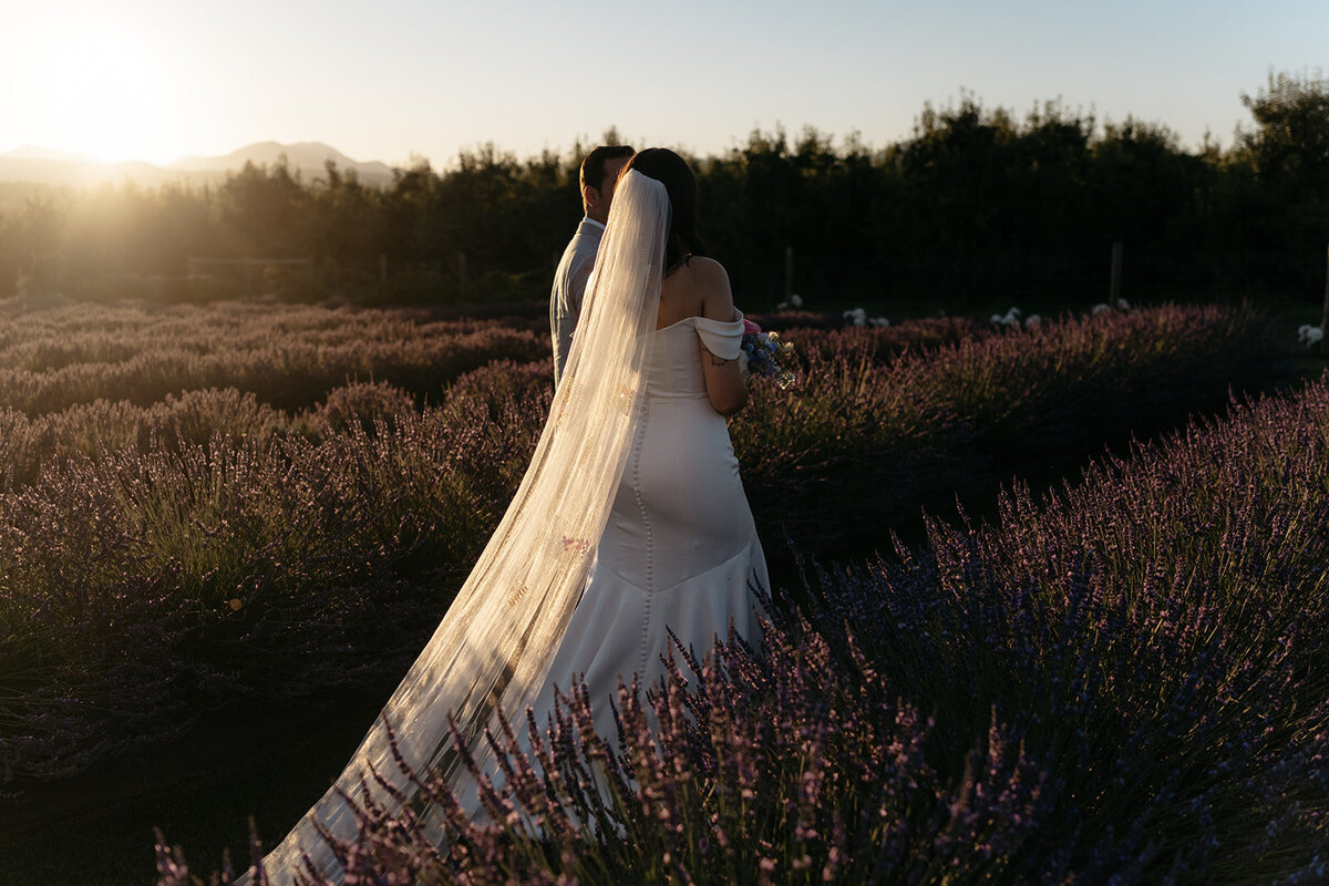 Sunset wedding photos at the orchard hood river