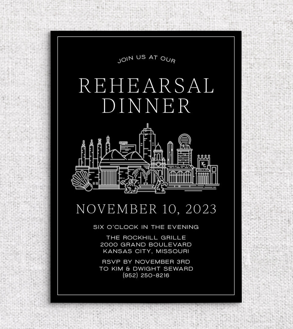 Kansas City Illustration applied to a Rehersal DInner card