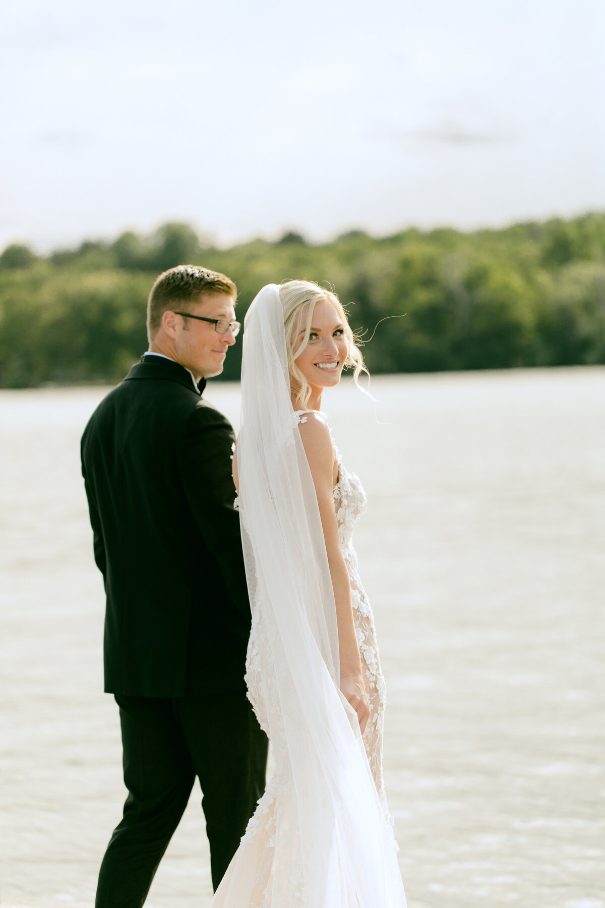 The Lake House on Canandaigua Wedding_Bride and Groom on Dock Sunset Portraits_Verve Event Co (5)