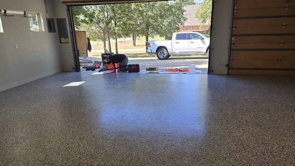 3 garage epoxy floor tuxedo blend