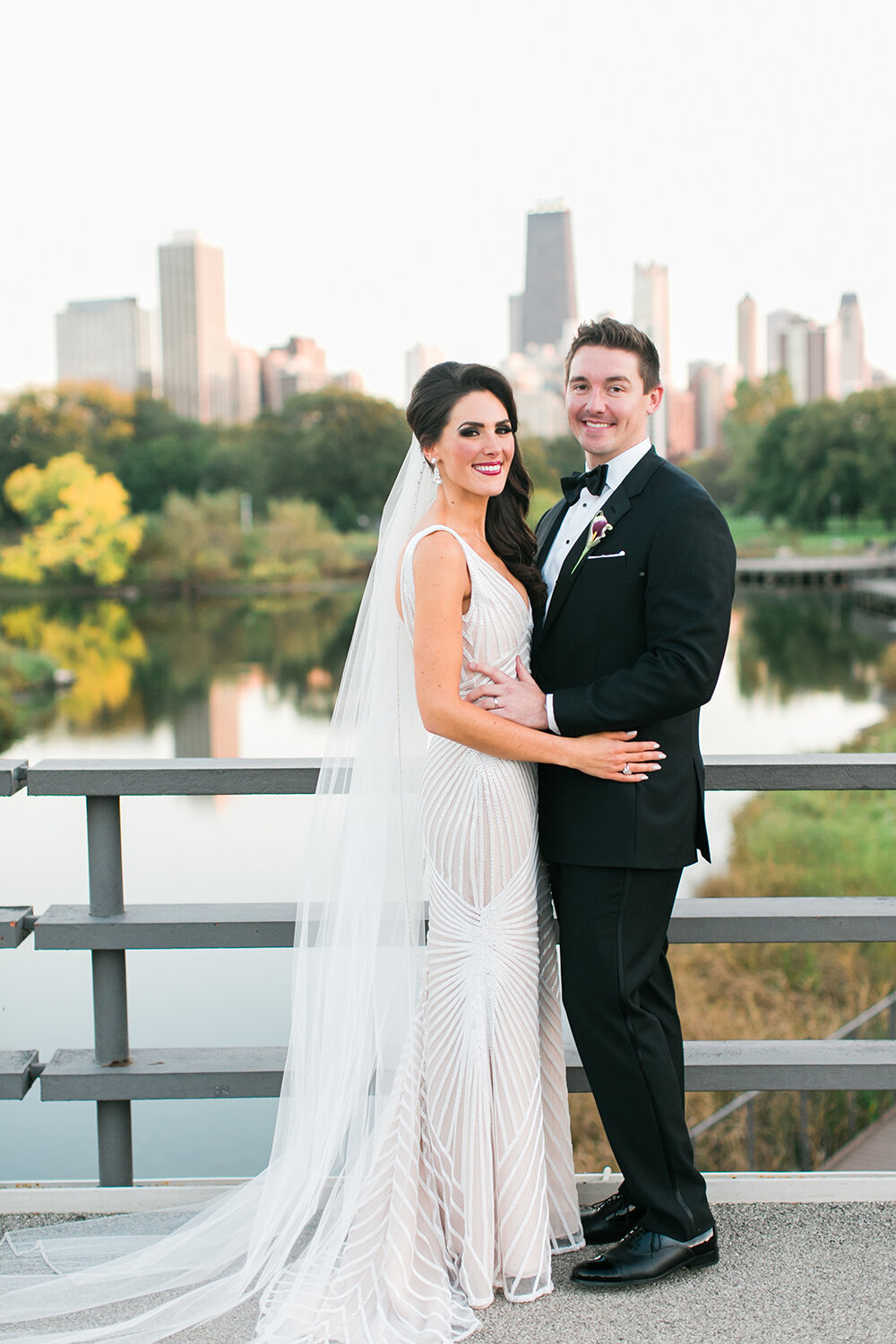 A bride and groom portrait in Lincoln Park
