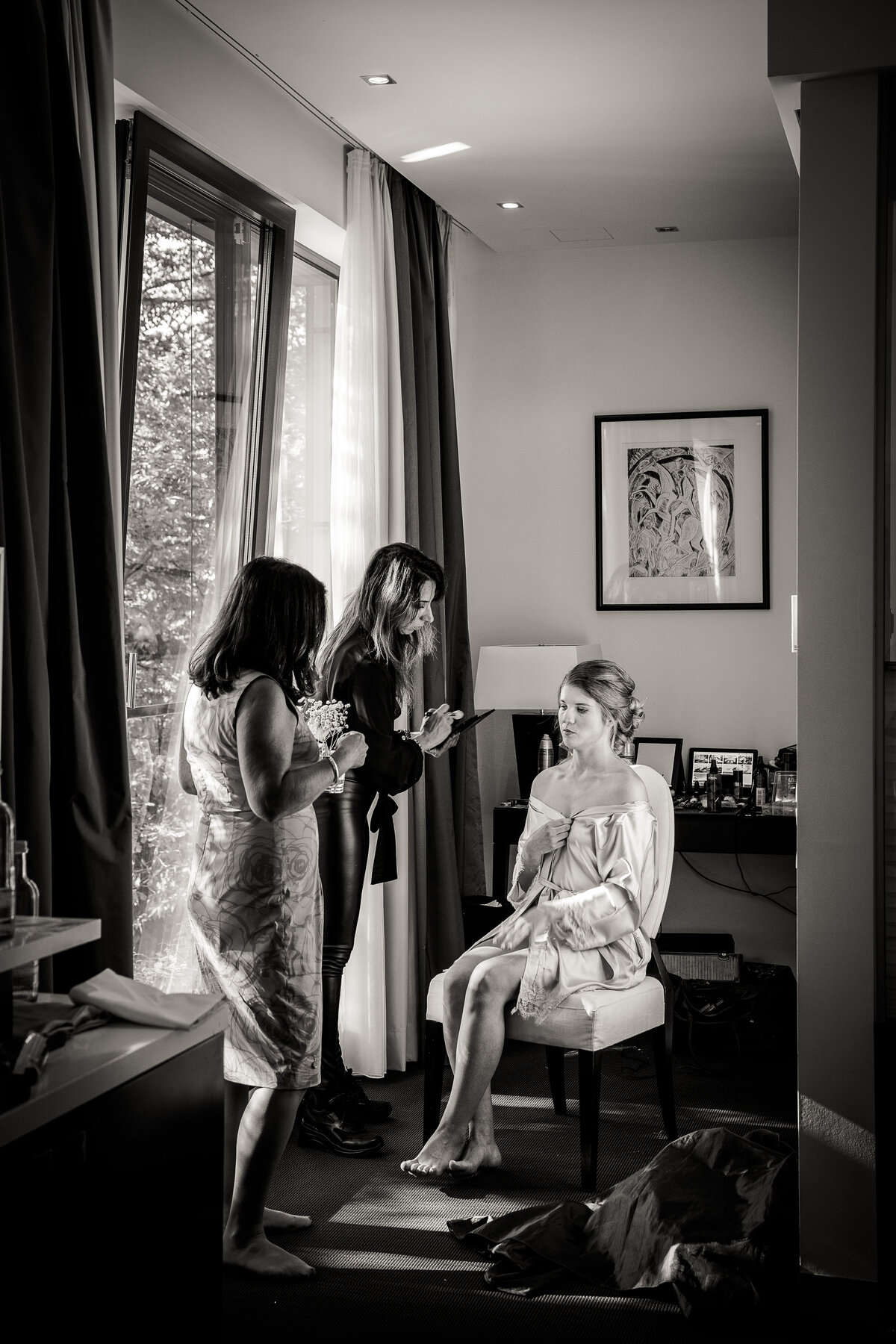 Bride getting ready  for wedding at Burg Schwarzenstein