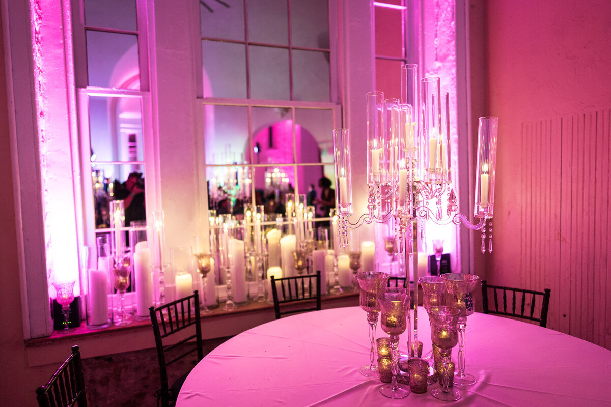 Candles on table at reception