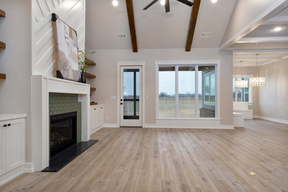 19 Living Room Vaulted Ceilings Beams Paneling Fireplace Boulevard Interiors