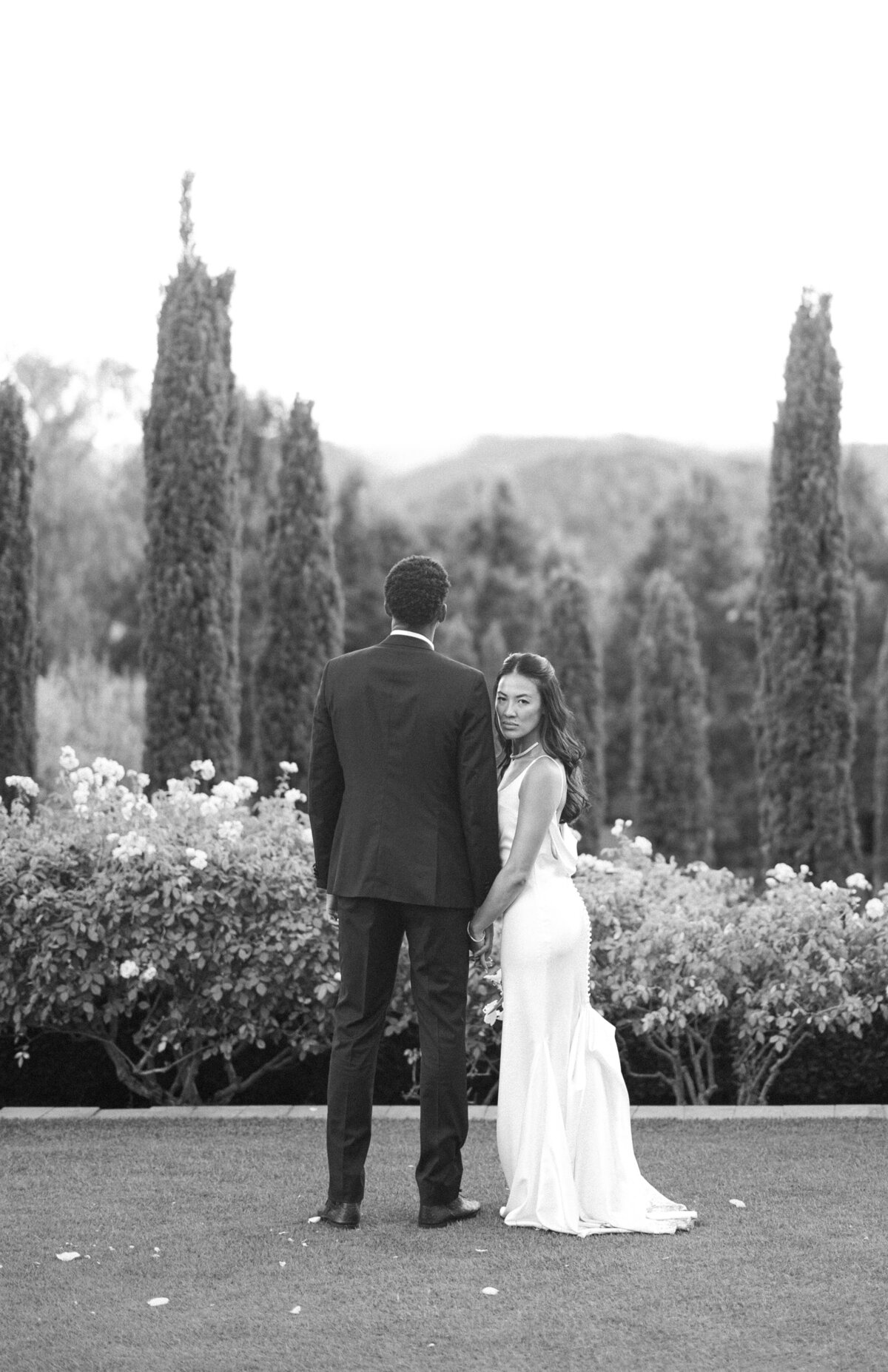 Bay Area Wedding Photography, black and white portrait of bride and groom. 
