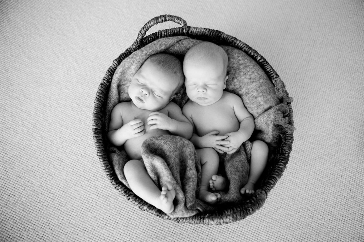Baby Twins Black and White Basket