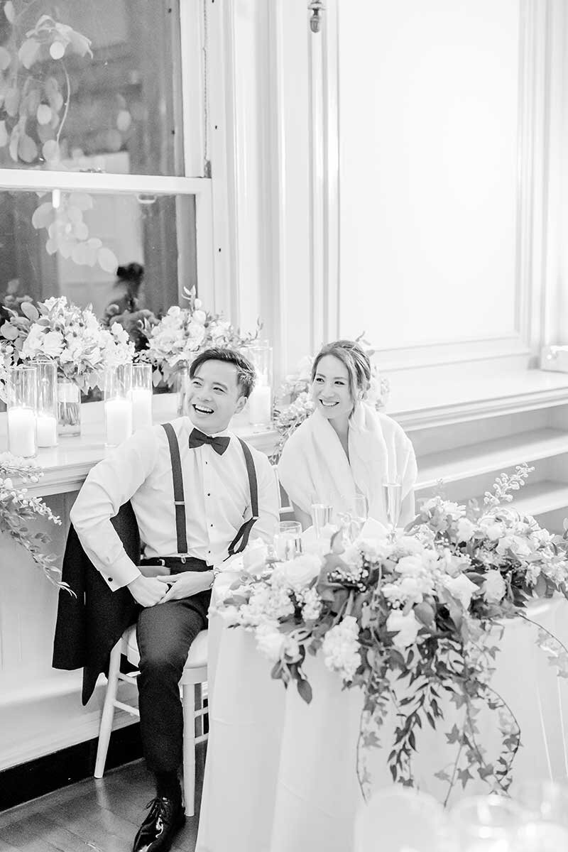 Happy newlyweds at reception