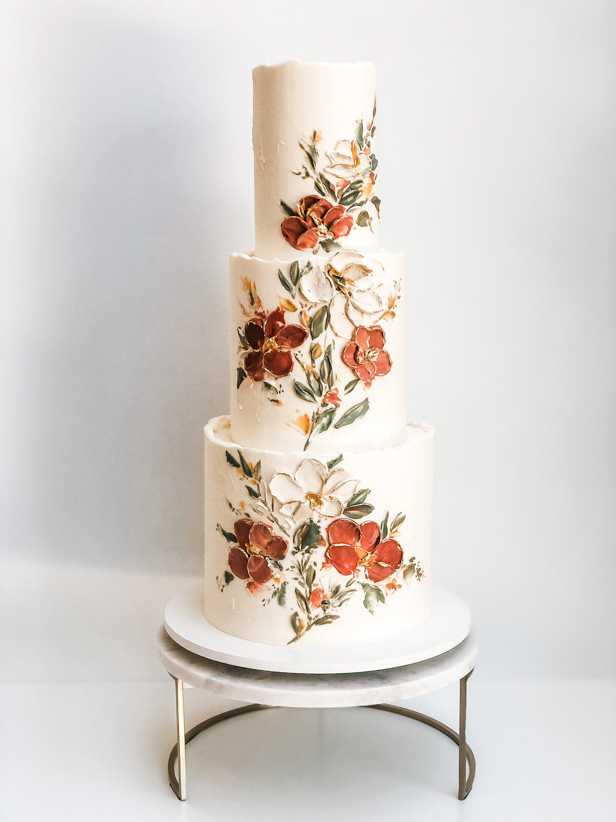 painted buttercream flower wedding cake