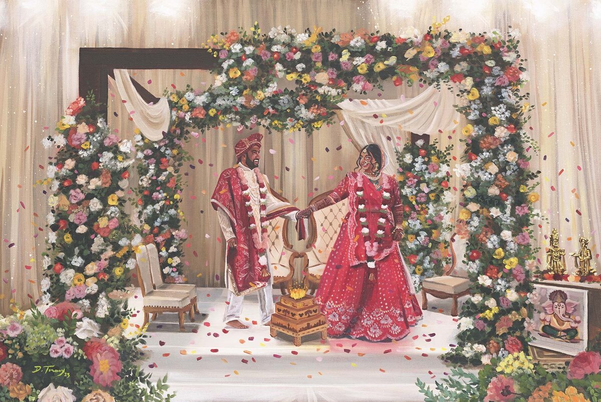 Example of an Indian Live Wedding Painting