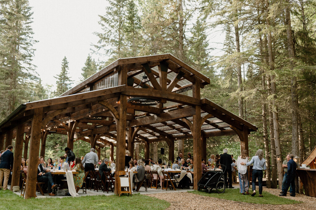 Wedding reception at The Valley Weddings, a rustic and majestic wedding venue in Westerose, Alberta, featured on the Brontë Bride Vendor Guide.