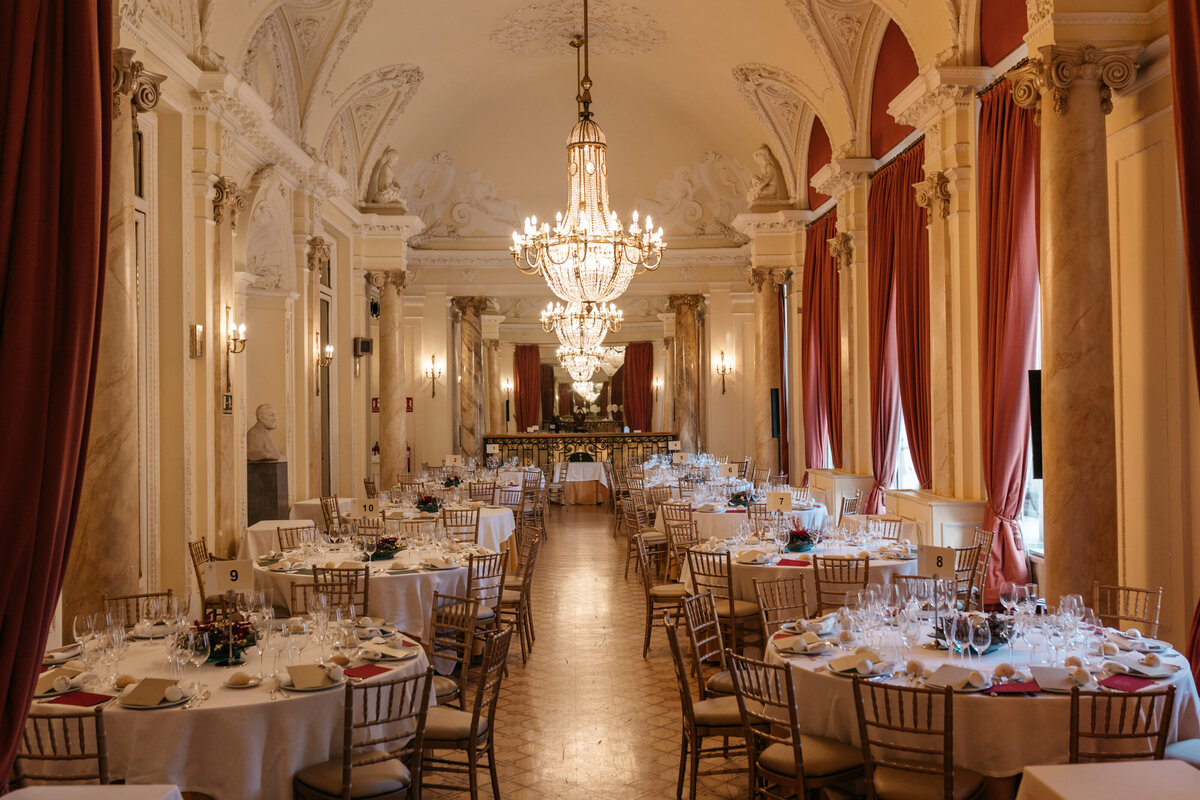 Banquet under the beautiful chandeliers
