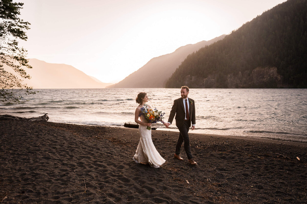 Bride and Groom on their wedding day in Washington State.