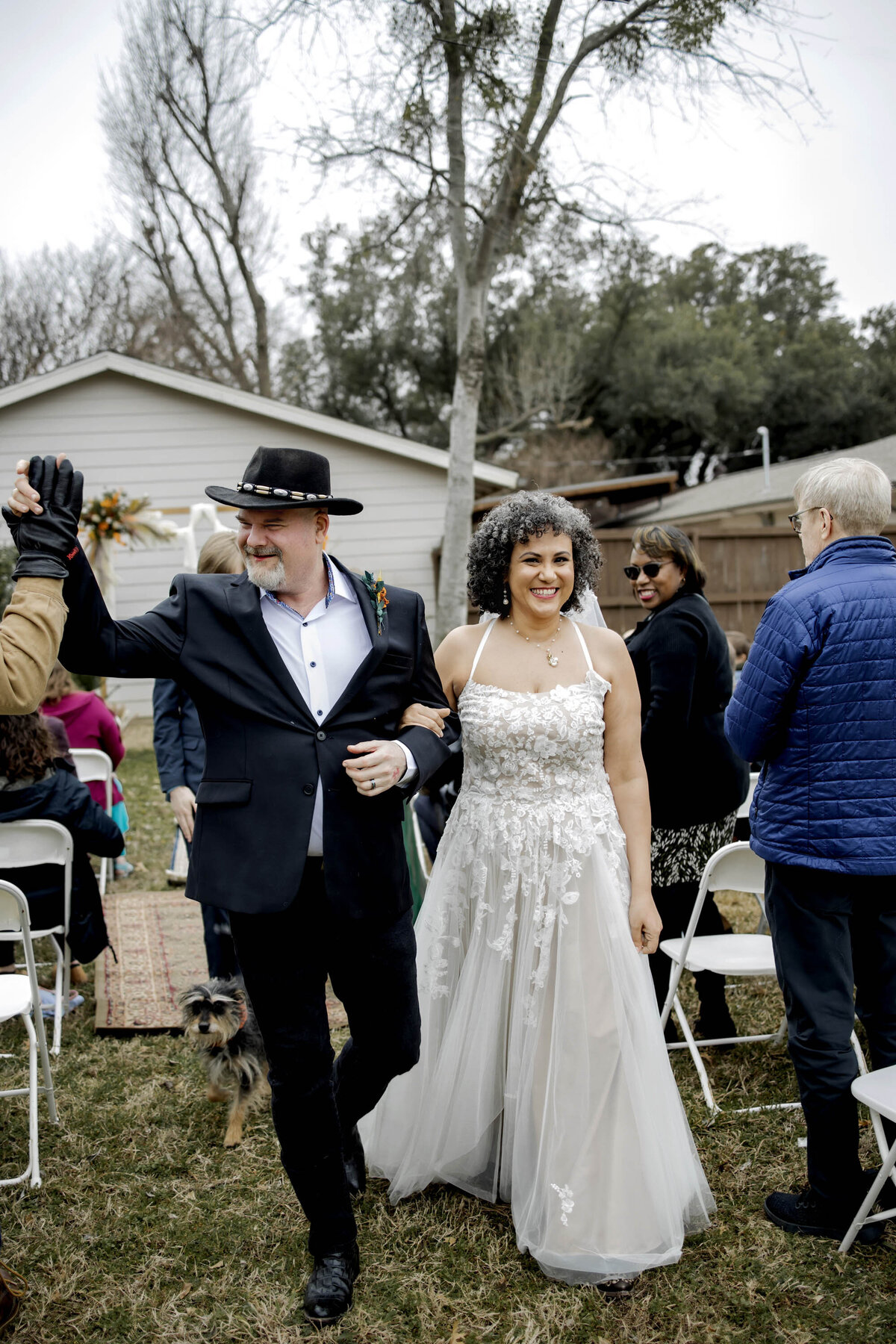 a bride and groom at their winter wedding in dallas texas