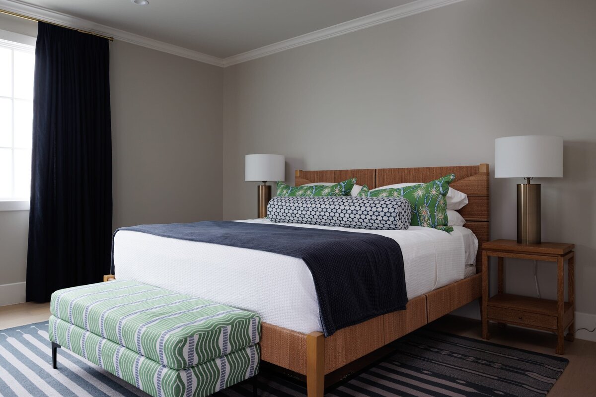 the keeping room interiors primera bedroom with wood frame and dark curtains