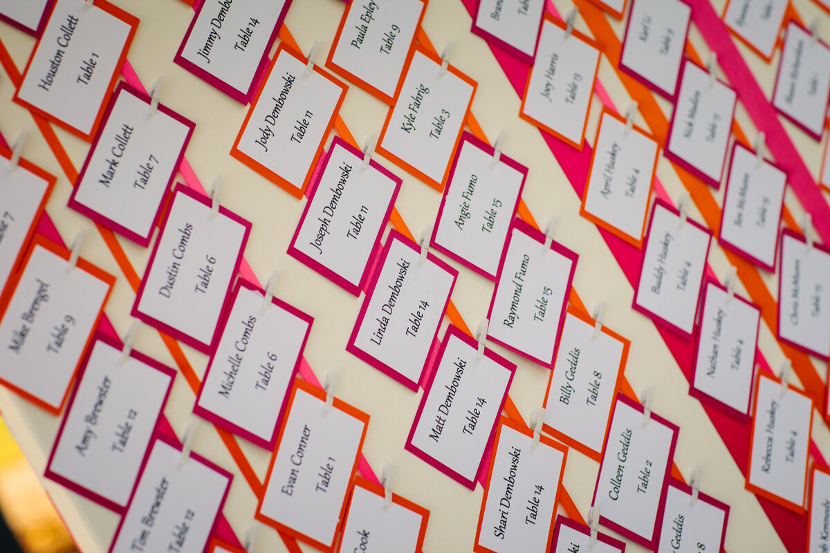 Colorful Place Cards for Virginia Wedding