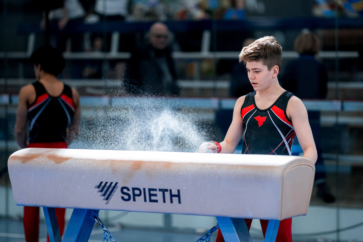 Photo by Luke O'Geil taken at the 2023 inaugural Grizzly Classic men's artistic gymnastics competitionA9_00846
