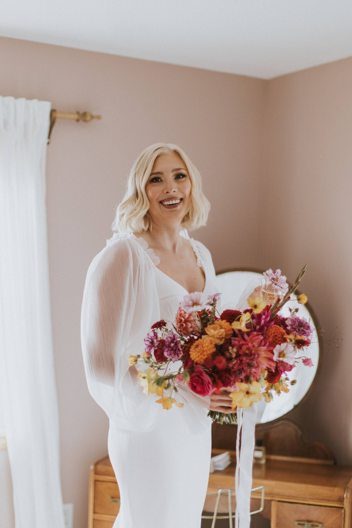 K+J Backyard Farm Wedding Colourful Flowers9