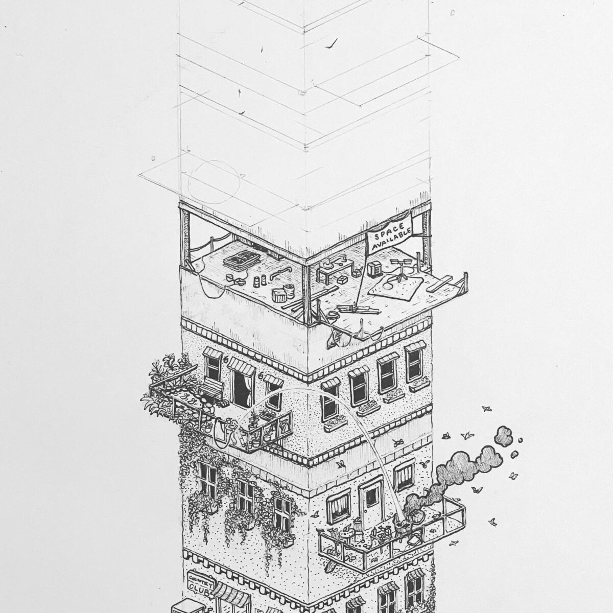 Pen and Ink Illustration of Inktober 2022 prompt: Empty
