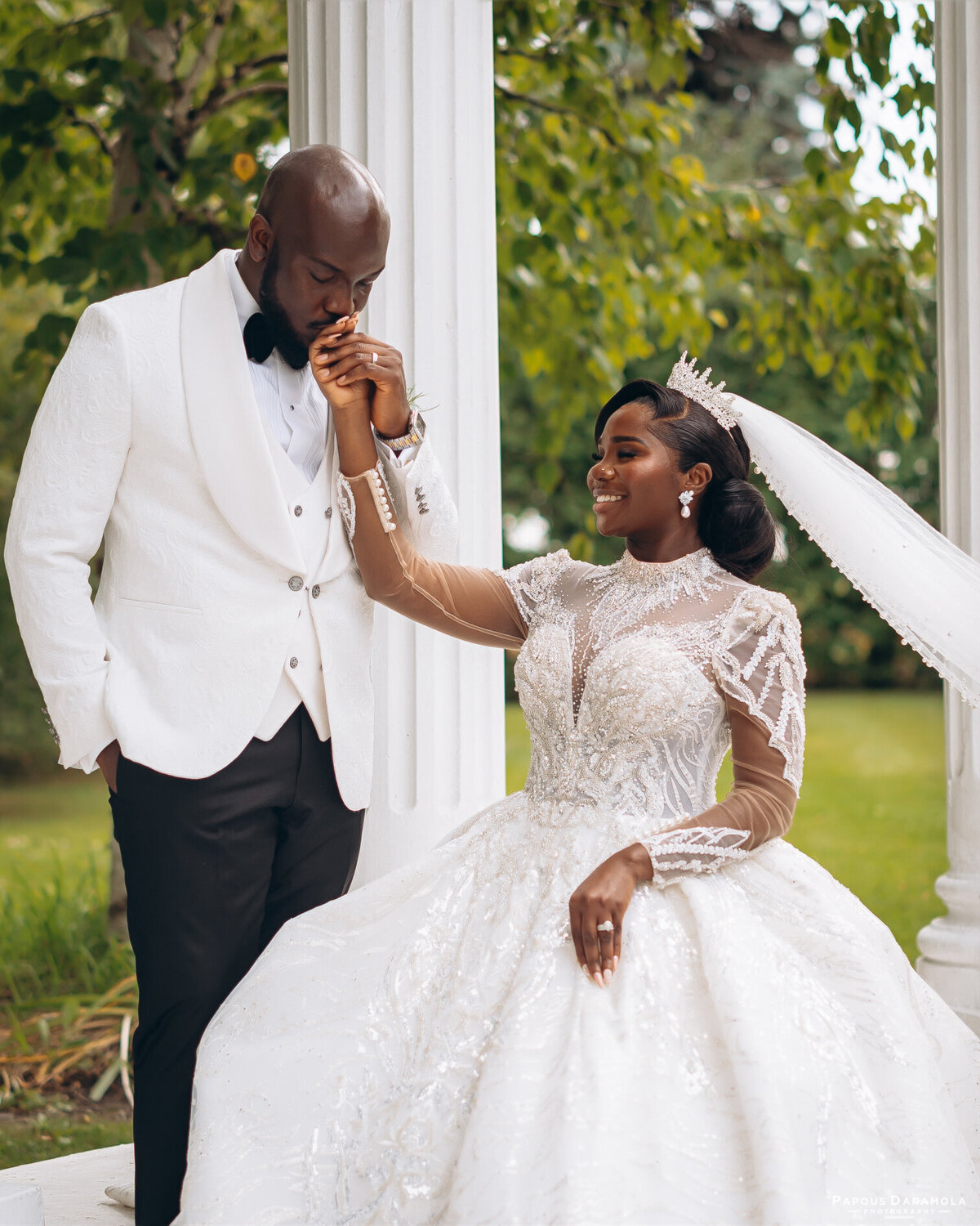 Abigail and Abije Oruka Events Papouse photographer Wedding event planners Toronto planner African Nigerian Eyitayo Dada Dara Ayoola outdoor ceremony floral princess ballgown rolls royce groom suit potraits  paradise banquet hall vaughn 190