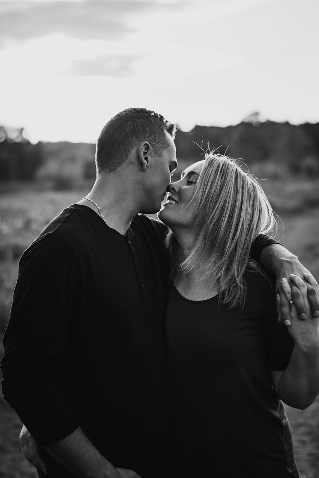 black and white engagement photography