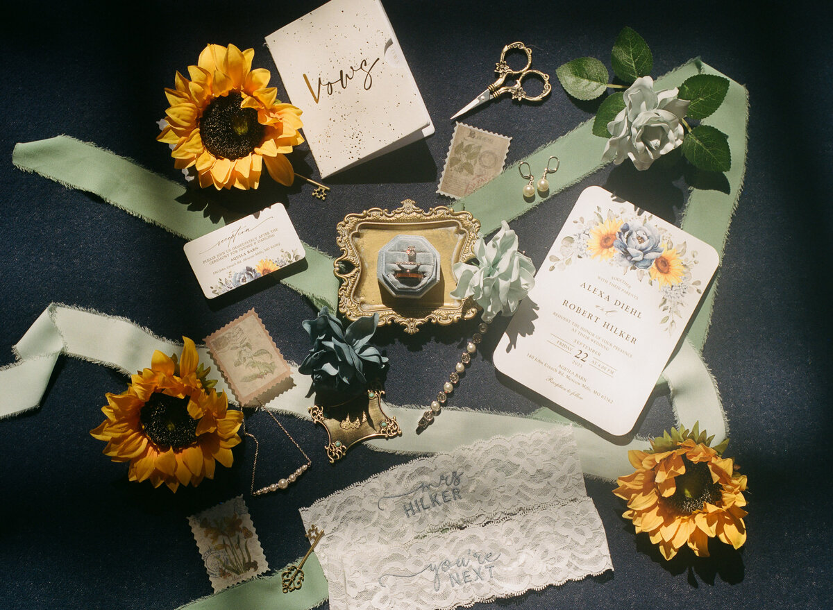 Flat lay wedding details on Film Images-7 = (7 of 7)__-2