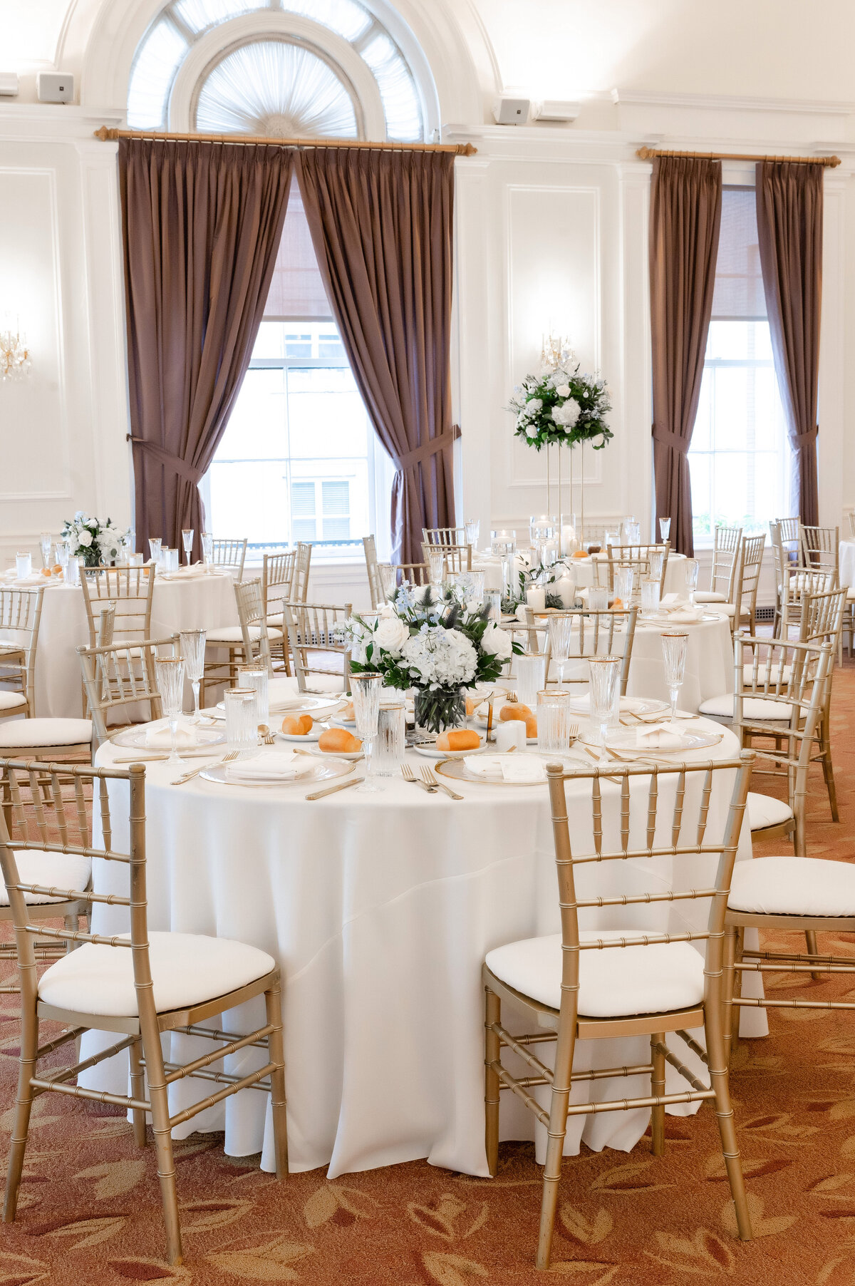 ballroom at university club setup for a wedding
