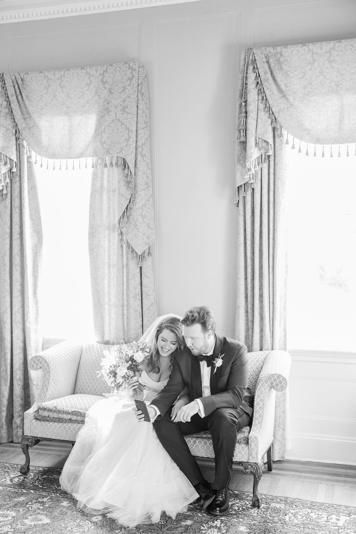 bride and groom take a quiet moment together after the ceremony