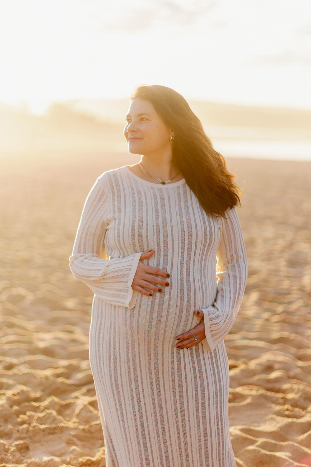Maternity photography sunset beach