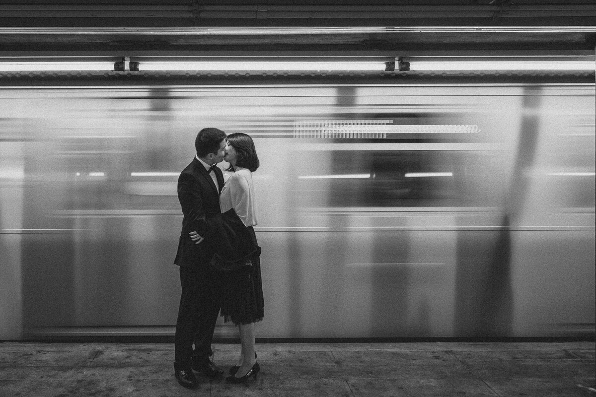 new york subway engagement elopement session