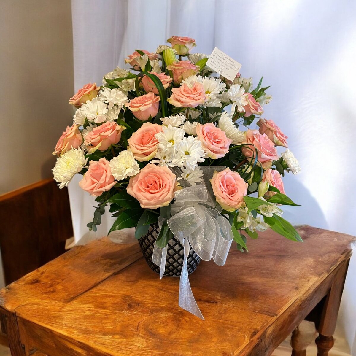 side arrangement funeral flowers 