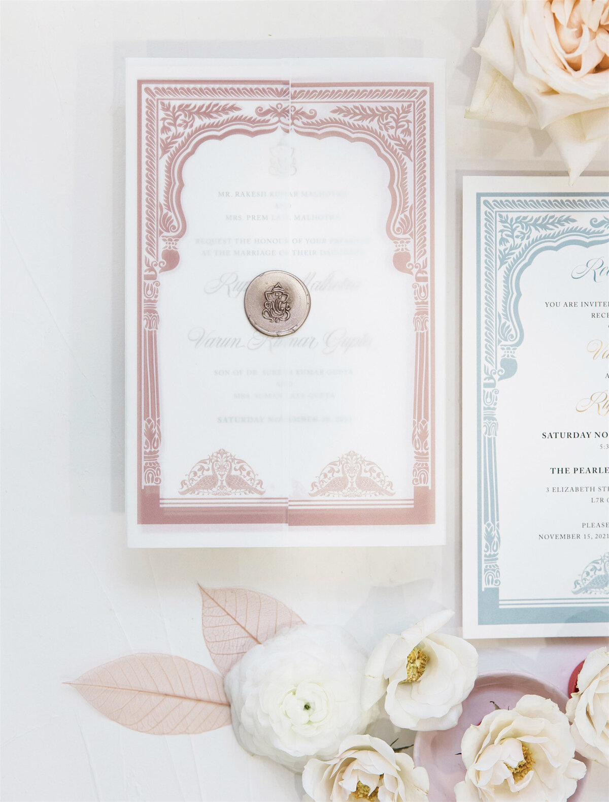 Ornate border Classical Hindu wedding invitation 4