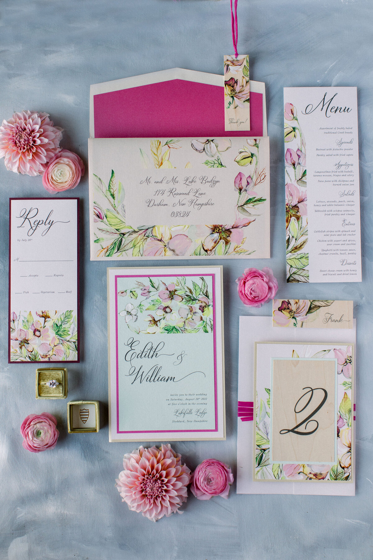 Pink Floral Wedding Stationery