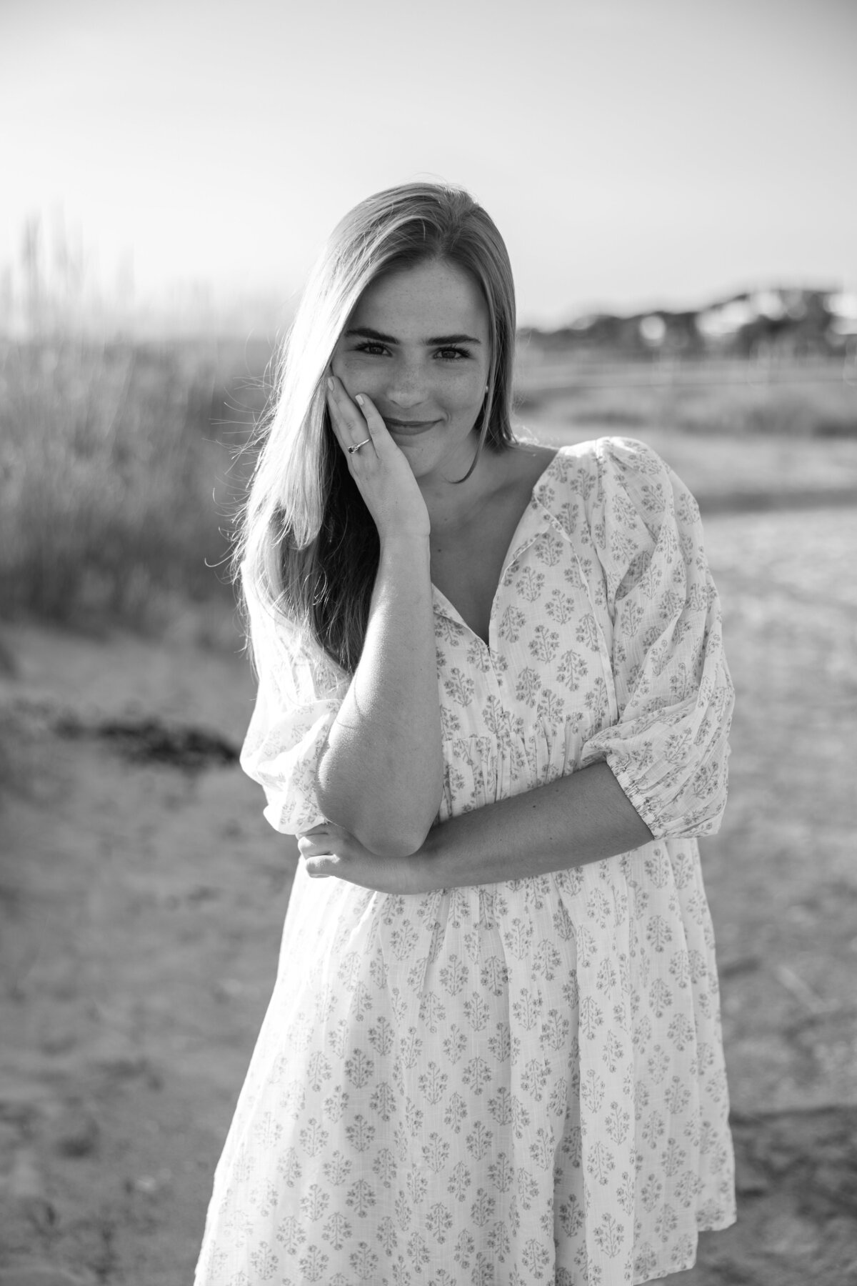 Senior photos on the beach at Edisto at sunset