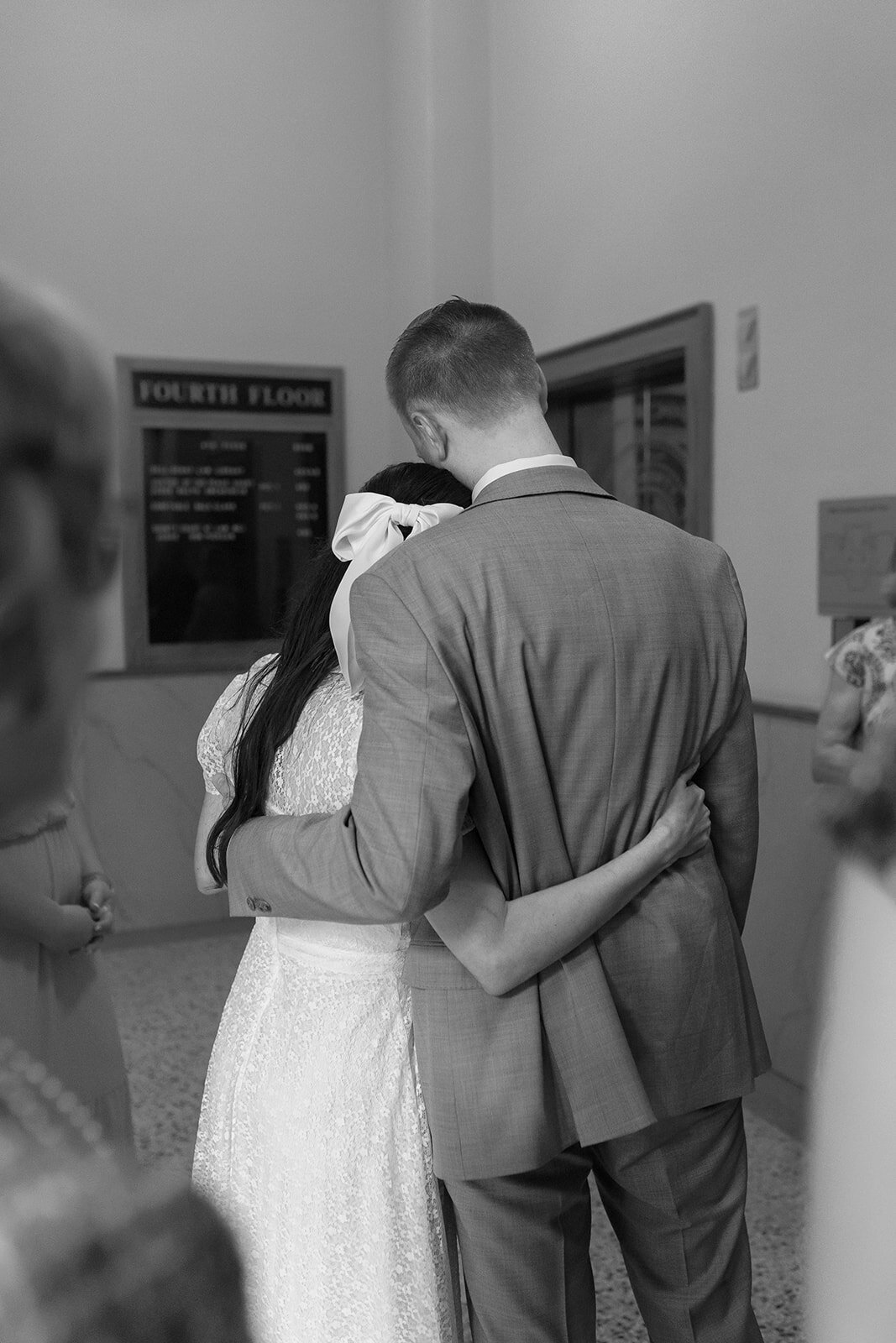 Romantic courthouse wedding couple in downtown Fort Worth.
