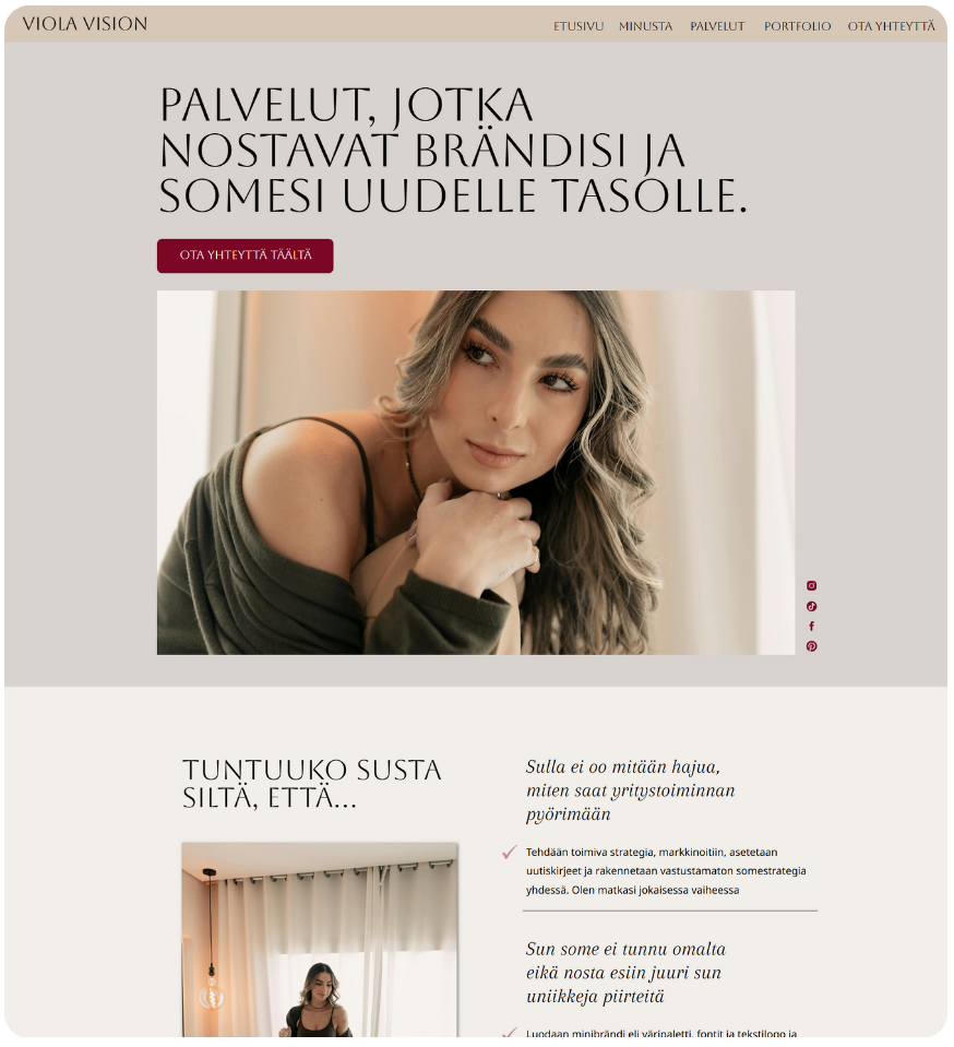 viola vision nettisivupohjan palvelut sivu