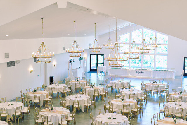 indoor reception space with views of outdoor landscape